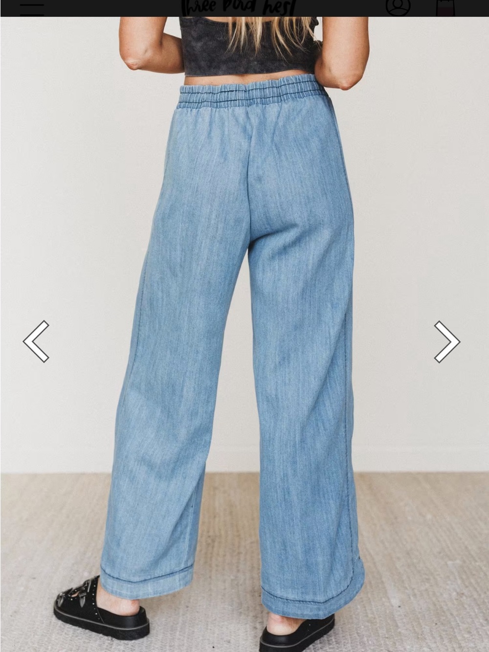 Three Bird Nest So Comfy Wide Leg Denim Pant- Light Indigo. - Picture 4 of 7